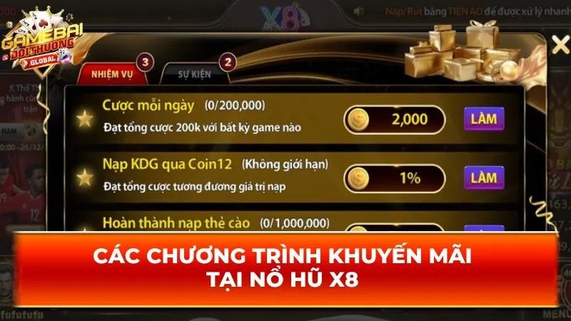Các chương trình khuyến mãi tại nổ hũ X8 